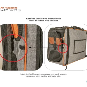 Flugtasche. Reisetasche für Haustiere. Transporttasche für Hunde und Katzen. Annitano AIR Hundeflugtasche.