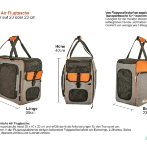 Flugtasche. Reisetasche für Haustiere. Transporttasche für Hunde und Katzen. Annitano AIR Hundeflugtasche.
